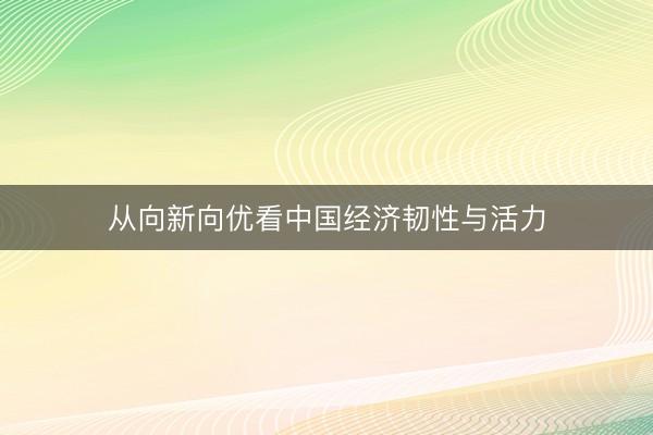 从向新向优看中国经济韧性与活力