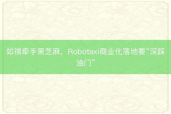 如祺牵手黑芝麻，Robotaxi商业化落地要“深踩油门”