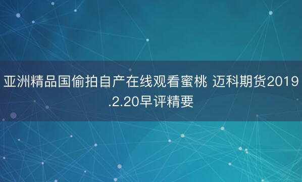 亚洲精品国偷拍自产在线观看蜜桃 迈科期货2019.2.20早评精要