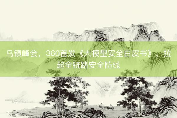 乌镇峰会，360首发《大模型安全白皮书》，拉起全链路安全防线