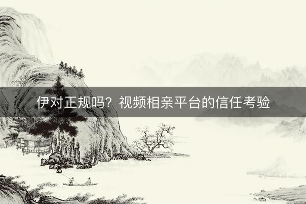 伊对正规吗？视频相亲平台的信任考验