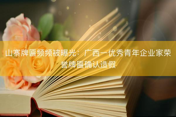 山寨牌匾频频被曝光：广西一优秀青年企业家荣誉牌匾确认造假