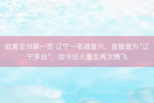 欧美亚洲第一页 辽宁一名酒复兴，曾被誉为“辽宁茅台”，如今浴火重生再次腾飞