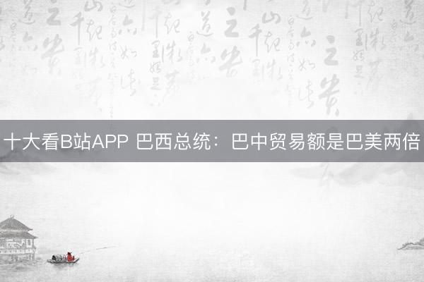 十大看B站APP 巴西总统：巴中贸易额是巴美两倍