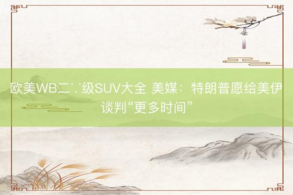 欧美WB二∵级SUV大全 美媒：特朗普愿给美伊谈判“更多时间”