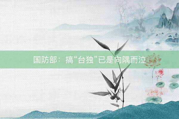 国防部：搞“台独”已是向隅而泣