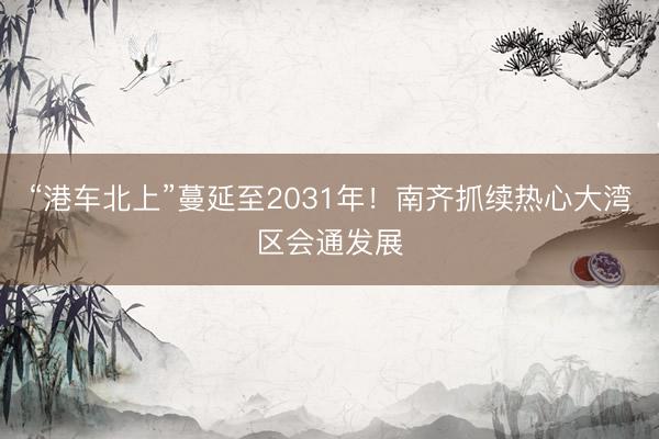 “港车北上”蔓延至2031年！南齐抓续热心大湾区会通发展