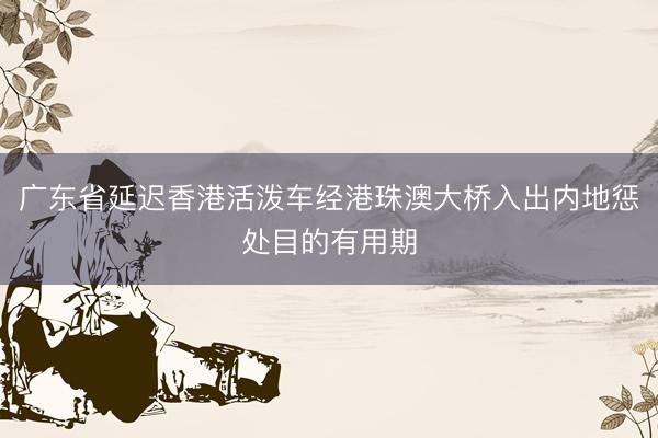 广东省延迟香港活泼车经港珠澳大桥入出内地惩处目的有用期