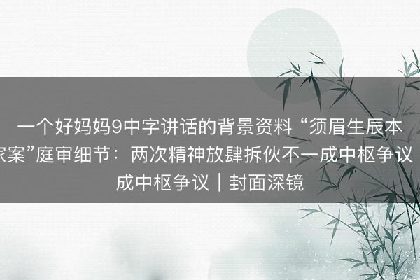 一个好妈妈9中字讲话的背景资料 “须眉生辰本日杀害浑家案”庭审细节：两次精神放肆拆伙不一成中枢争议｜封面深镜