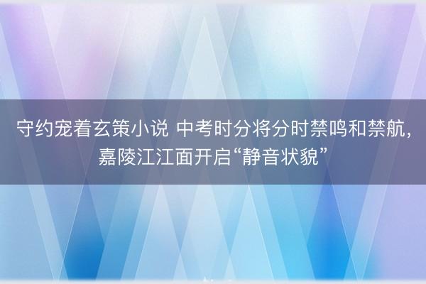 守约宠着玄策小说 中考时分将分时禁鸣和禁航,嘉陵江江面开启“静音状貌”