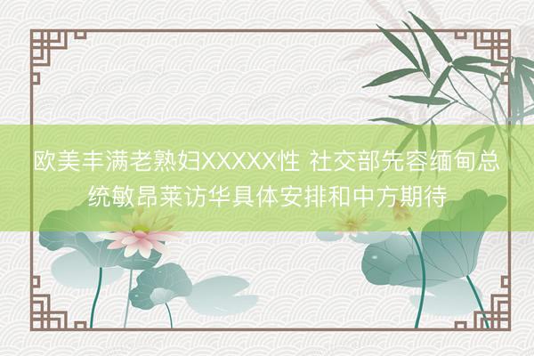 欧美丰满老熟妇XXXXX性 社交部先容缅甸总统敏昂莱访华具体安排和中方期待