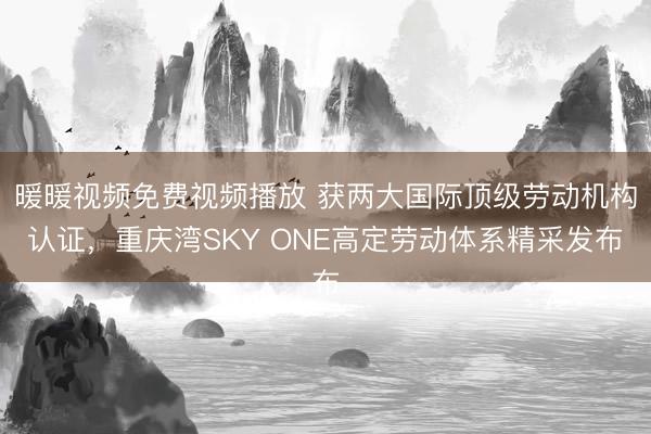 暖暖视频免费视频播放 获两大国际顶级劳动机构认证,重庆湾SKY ONE高定劳动体系精采发布