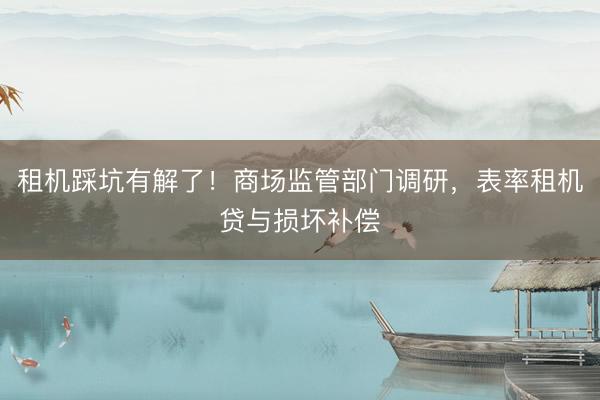 租机踩坑有解了!商场监管部门调研,表率租机贷与损坏补偿