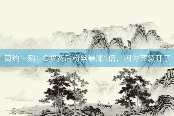 简约一刻:C罗赛后粉丝暴涨1倍,因为齐裂开了