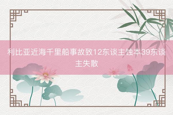利比亚近海千里船事故致12东谈主蚀本39东谈主失散